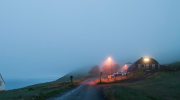 Foggy night in Mjóifjörður, Iceland
